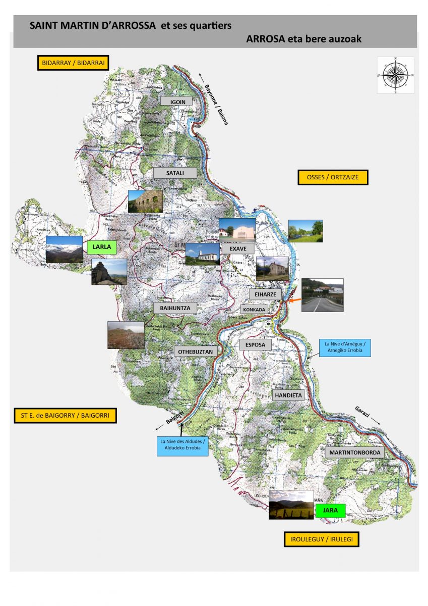 Plan des quartiers de la commune d'Arrossa